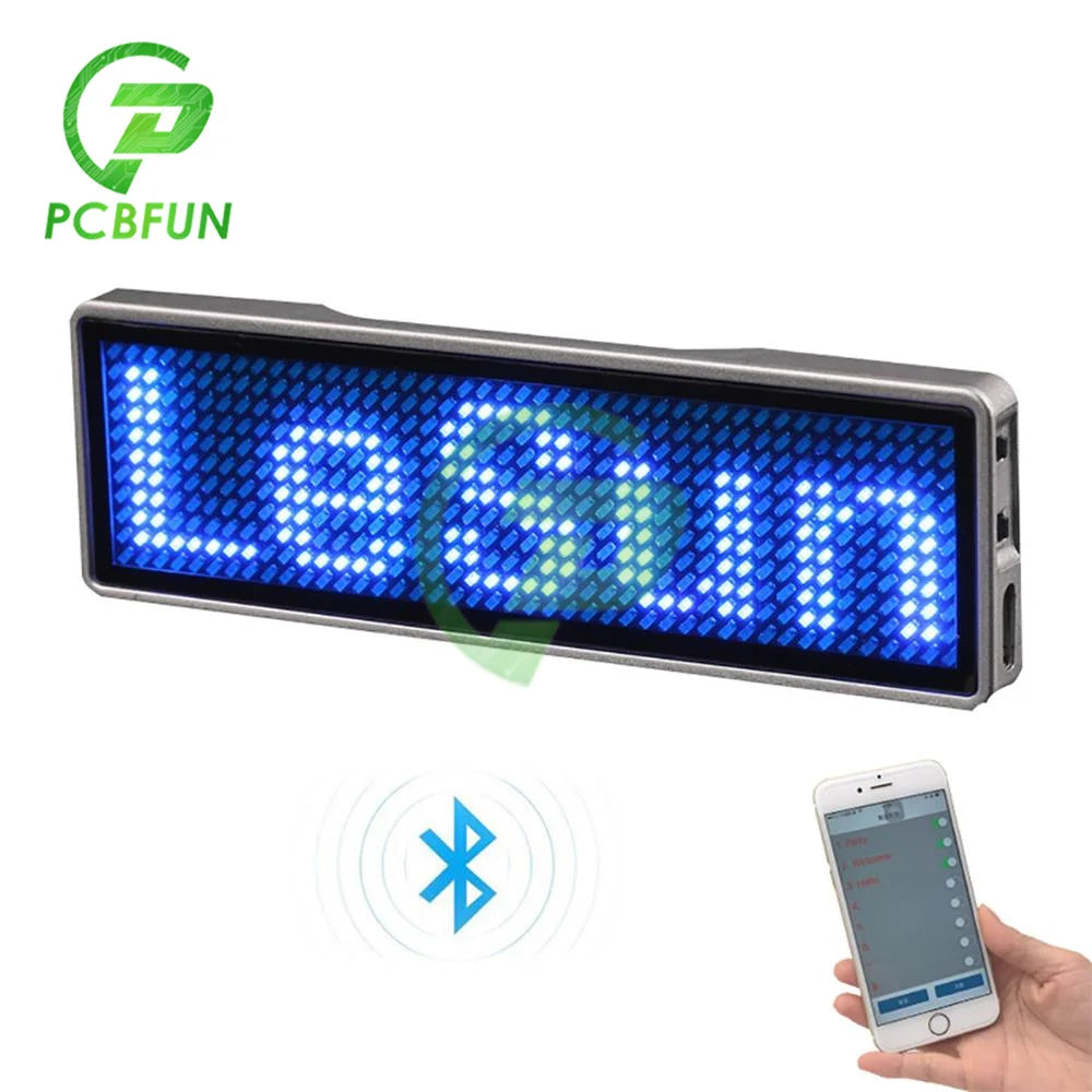 Rechargeable Bluetooth Digital LED Badge DIY Programmable Scrolling Message Mini LED Name Tag Badge Module Support 15 Languages
