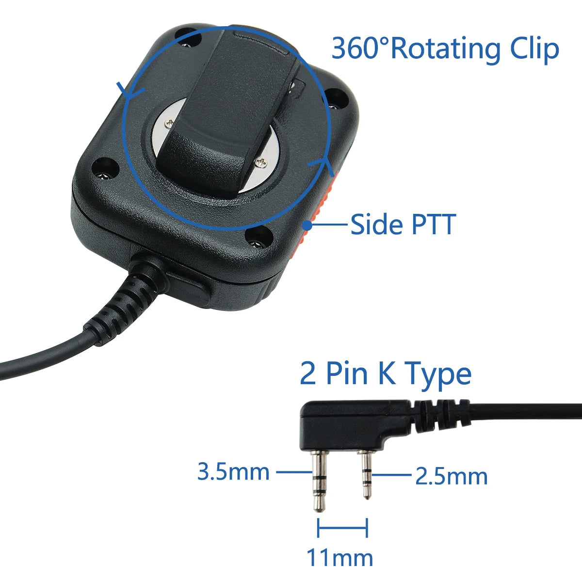 Baofeng AR-152 Tactical Remote Speaker Mic K Plug 2 Pin Volume Adjustable For AR-152 UV-5R UV-25 PRO Walkie Talkie Two Way Radio