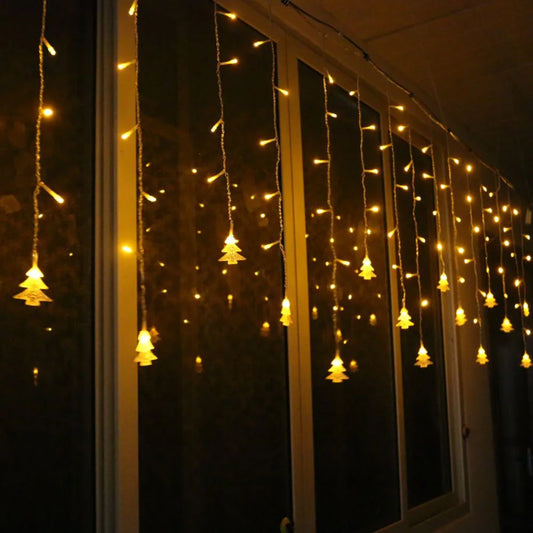 Cortina de Luces LED 4M Guirnalda de Luces Hadas para Decoración de Habitaciones Exterior Navidad Dormitorio Fiesta Boda Hogar Jardín Decoraciones de Pared