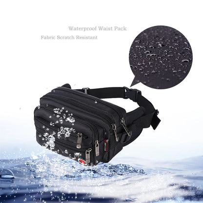Waist Pack, Casual Functional Fashion Men Waterproof Fanny Pack, Women Belt Bum Bag, Male Phone Wallet Pouch Bags, Unisex 98011