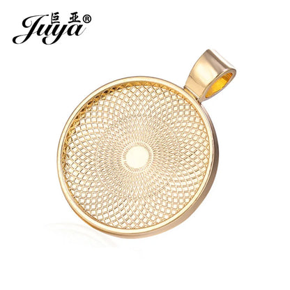 10Pcs, Pendant Cabochon Base, DIY Jewelry Making 25mm Inner Size Plated Crafts Setting, Necklace jewellery Findings Accessory, JUYA