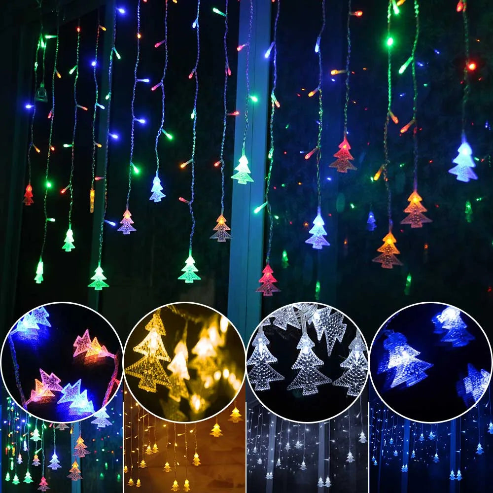 Window Curtain String Lights 4M Fairy Light Outdoor for Room Decor Christmas Bedroom Party Wedding Home Garden Wall Decorations