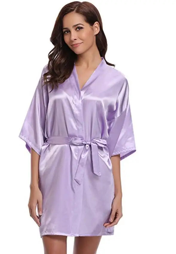 New Silk Kimono Robe, Bathrobe, Women Silk Bridesmaid Robes, Sexy Navy Blue Robes, Satin Robe, Ladies Dressing Gowns, RB032