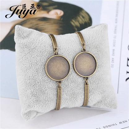 4Pcs/lot, Stainless Steel Cabochon Bracelet Base, 20mm Cameo Settings Bracelets, Bezel Blanks, DIY Jewelry Making Bracelet Findings