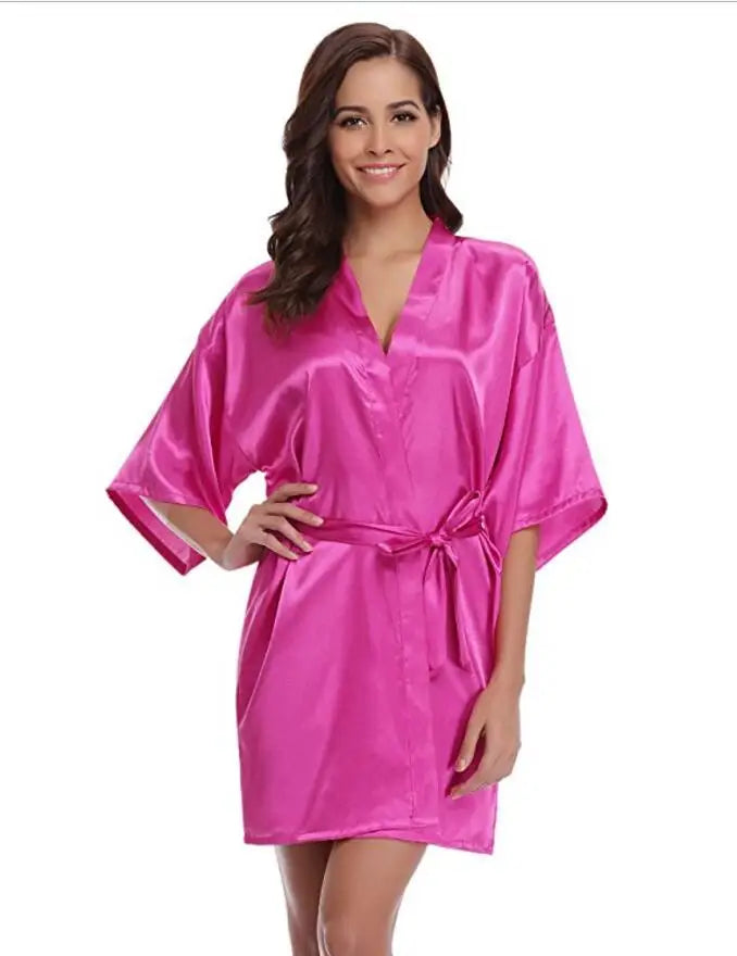 New Silk Kimono Robe, Bathrobe, Women Silk Bridesmaid Robes, Sexy Navy Blue Robes, Satin Robe, Ladies Dressing Gowns, RB032