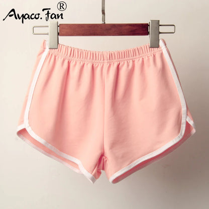 Sports Shorts, Women Summer New Candy Color Anti Emptied Skinny Shorts, Casual Lady Elastic Waist Beach Correndo Short Pants