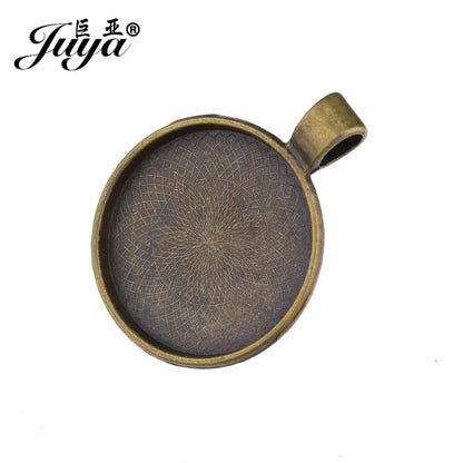 10Pcs, Pendant Cabochon Base, DIY Jewelry Making 25mm Inner Size Plated Crafts Setting, Necklace jewellery Findings Accessory, JUYA