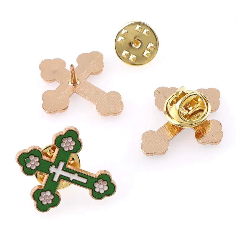Enamel Brooches Pins Crucifix Saint Christ Metal Badges Cross Lapel Pins for Clothes Vintage Boutonniere Collar Jewelry