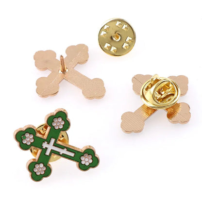 Enamel Brooches Pins Crucifix Saint Christ Metal Badges Cross Lapel Pins for Clothes Vintage Boutonniere Collar Jewelry