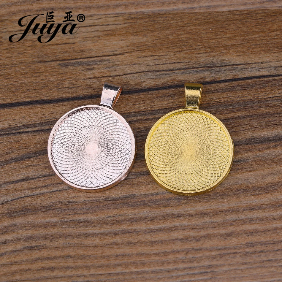 10Pcs, Pendant Cabochon Base, DIY Jewelry Making 25mm Inner Size Plated Crafts Setting, Necklace jewellery Findings Accessory, JUYA