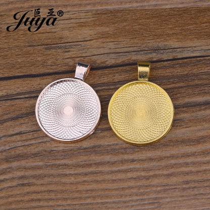 10Pcs, Pendant Cabochon Base, DIY Jewelry Making 25mm Inner Size Plated Crafts Setting, Necklace jewellery Findings Accessory, JUYA