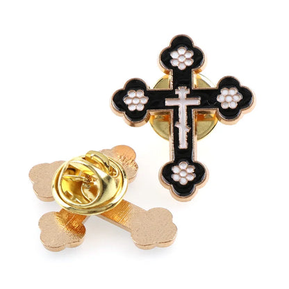 Enamel Brooches Pins Crucifix Saint Christ Metal Badges Cross Lapel Pins for Clothes Vintage Boutonniere Collar Jewelry