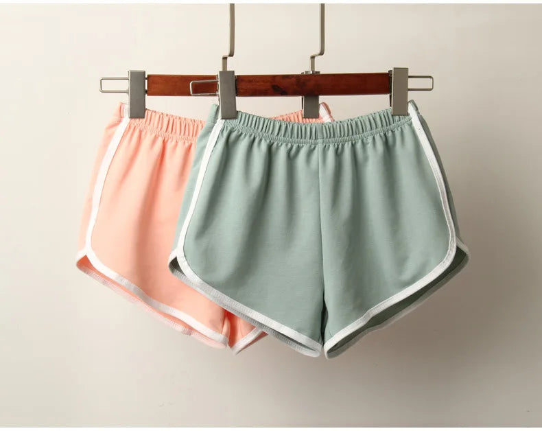 Sports Shorts, Women Summer New Candy Color Anti Emptied Skinny Shorts, Casual Lady Elastic Waist Beach Correndo Short Pants