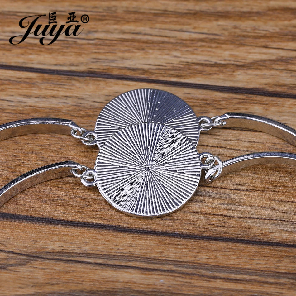 4Pcs/lot, Stainless Steel Cabochon Bracelet Base, 20mm Cameo Settings Bracelets, Bezel Blanks, DIY Jewelry Making Bracelet Findings