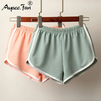 Sports Shorts, Women Summer New Candy Color Anti Emptied Skinny Shorts, Casual Lady Elastic Waist Beach Correndo Short Pants