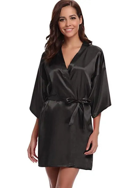 New Silk Kimono Robe, Bathrobe, Women Silk Bridesmaid Robes, Sexy Navy Blue Robes, Satin Robe, Ladies Dressing Gowns, RB032