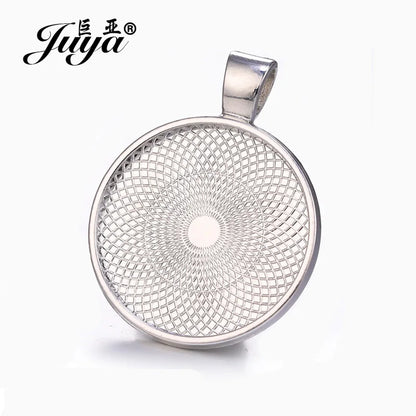 10Pcs, Pendant Cabochon Base, DIY Jewelry Making 25mm Inner Size Plated Crafts Setting, Necklace jewellery Findings Accessory, JUYA