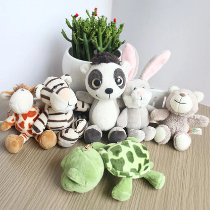 Cute Cartoon Animal Plush Keychain 15cm Turtle Elephant Tiger Lion Hippo Raccoon Bulldog Cat Penguin Monkey Plush Toy