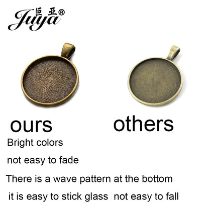 10Pcs, Pendant Cabochon Base, DIY Jewelry Making 25mm Inner Size Plated Crafts Setting, Necklace jewellery Findings Accessory, JUYA