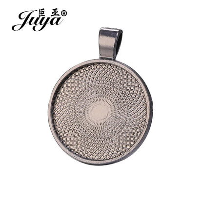 10Pcs, Pendant Cabochon Base, DIY Jewelry Making 25mm Inner Size Plated Crafts Setting, Necklace jewellery Findings Accessory, JUYA