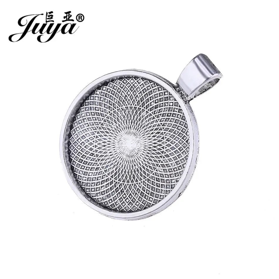 10Pcs, Pendant Cabochon Base, DIY Jewelry Making 25mm Inner Size Plated Crafts Setting, Necklace jewellery Findings Accessory, JUYA