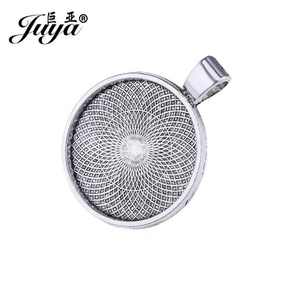 10Pcs, Pendant Cabochon Base, DIY Jewelry Making 25mm Inner Size Plated Crafts Setting, Necklace jewellery Findings Accessory, JUYA