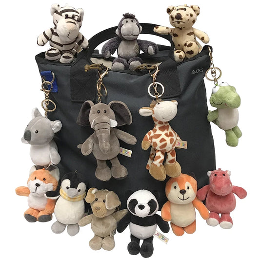 Cute Cartoon Animal Plush Keychain 15cm Turtle Elephant Tiger Lion Hippo Raccoon Bulldog Cat Penguin Monkey Plush Toy