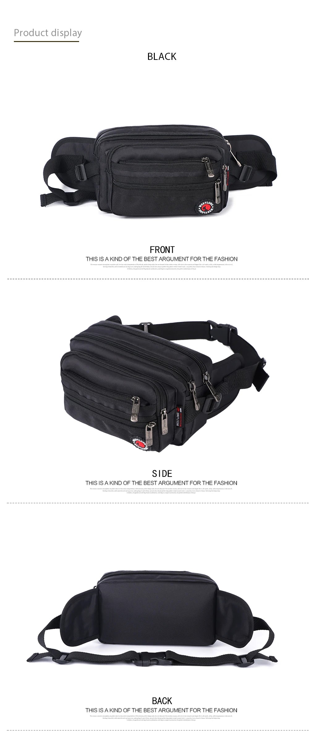 Waist Pack, Casual Functional Fashion Men Waterproof Fanny Pack, Women Belt Bum Bag, Male Phone Wallet Pouch Bags, Unisex 98011