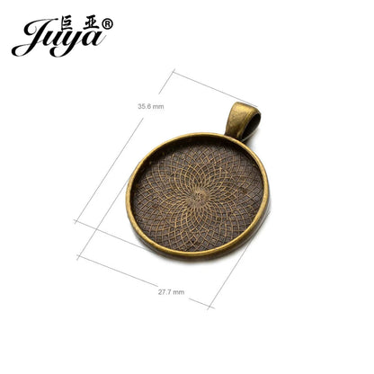 10Pcs, Pendant Cabochon Base, DIY Jewelry Making 25mm Inner Size Plated Crafts Setting, Necklace jewellery Findings Accessory, JUYA