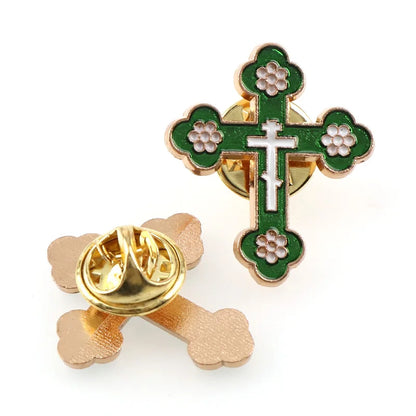 Enamel Brooches Pins Crucifix Saint Christ Metal Badges Cross Lapel Pins for Clothes Vintage Boutonniere Collar Jewelry