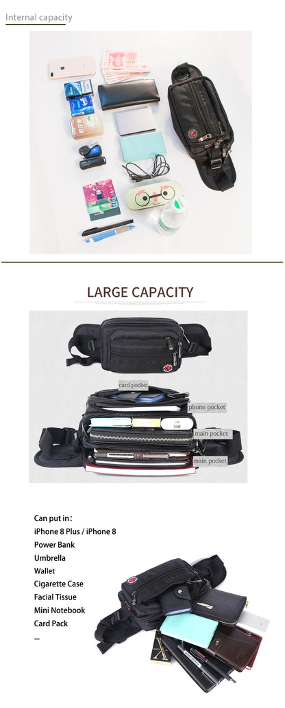 Waist Pack, Casual Functional Fashion Men Waterproof Fanny Pack, Women Belt Bum Bag, Male Phone Wallet Pouch Bags, Unisex 98011