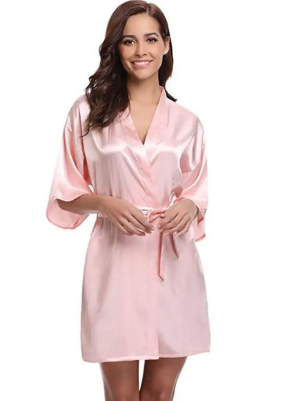 New Silk Kimono Robe, Bathrobe, Women Silk Bridesmaid Robes, Sexy Navy Blue Robes, Satin Robe, Ladies Dressing Gowns, RB032