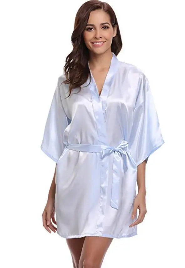 New Silk Kimono Robe, Bathrobe, Women Silk Bridesmaid Robes, Sexy Navy Blue Robes, Satin Robe, Ladies Dressing Gowns, RB032