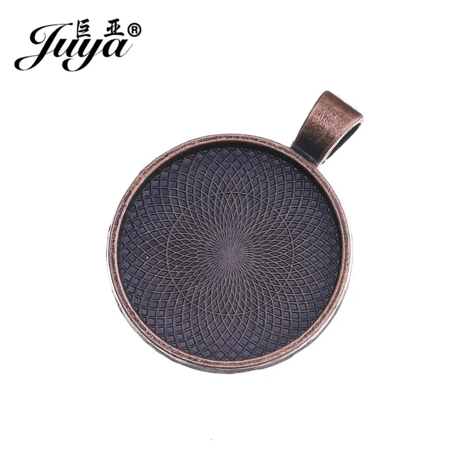 10Pcs, Pendant Cabochon Base, DIY Jewelry Making 25mm Inner Size Plated Crafts Setting, Necklace jewellery Findings Accessory, JUYA