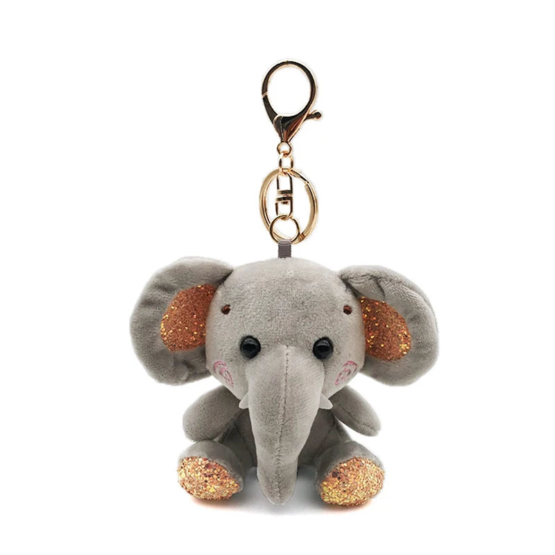 Cute Cartoon Animal Plush Keychain 15cm Turtle Elephant Tiger Lion Hippo Raccoon Bulldog Cat Penguin Monkey Plush Toy