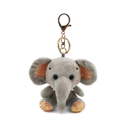 Cute Cartoon Animal Plush Keychain 15cm Turtle Elephant Tiger Lion Hippo Raccoon Bulldog Cat Penguin Monkey Plush Toy