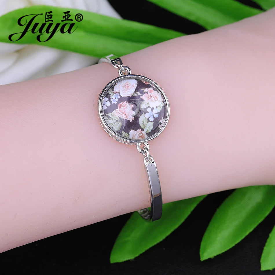 4Pcs/lot, Stainless Steel Cabochon Bracelet Base, 20mm Cameo Settings Bracelets, Bezel Blanks, DIY Jewelry Making Bracelet Findings