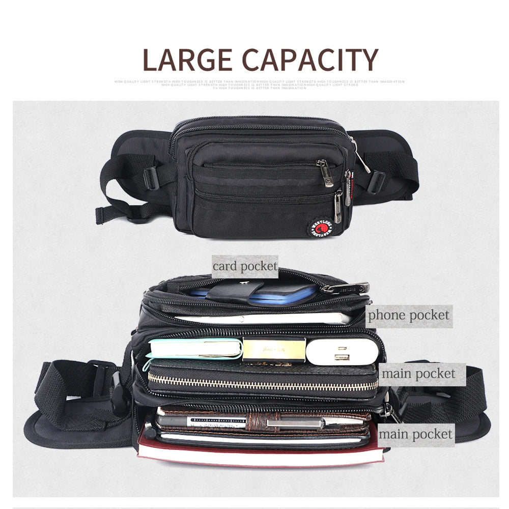 Waist Pack, Casual Functional Fashion Men Waterproof Fanny Pack, Women Belt Bum Bag, Male Phone Wallet Pouch Bags, Unisex 98011