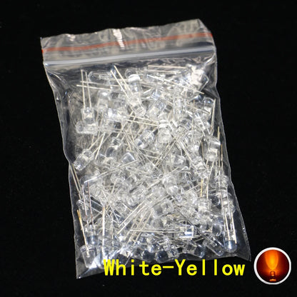 100pcs, 5mm LED Diode, 5mm Assorted Kit, White Green Red Blue Yellow Orange Pink Purple Warm white DIY Light Emitting Diode