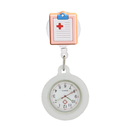 Retractable Hospital Medical Icon Love Heart Badge Reel Cartoon, Nurse Doctor Pocket Watch, Hang Clips Quartz Watches Clock