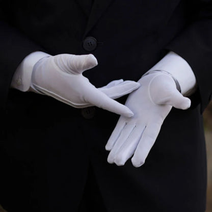 1Pair White Formal Gloves, Tuxedo Honor Guard Parade Inspection Collection Serve Thin Gloves, Thick Gloves, Performance Gloves, Men