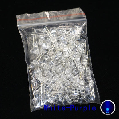 100pcs, 5mm LED Diode, 5mm Assorted Kit, White Green Red Blue Yellow Orange Pink Purple Warm white DIY Light Emitting Diode