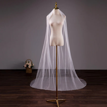 Wholesale Soft Tulle 3-Meter 5-Meter White Ivory Voile Mariée Long Wedding Veil with Metal Comb Bridal Headwear Vestido De Noiva
