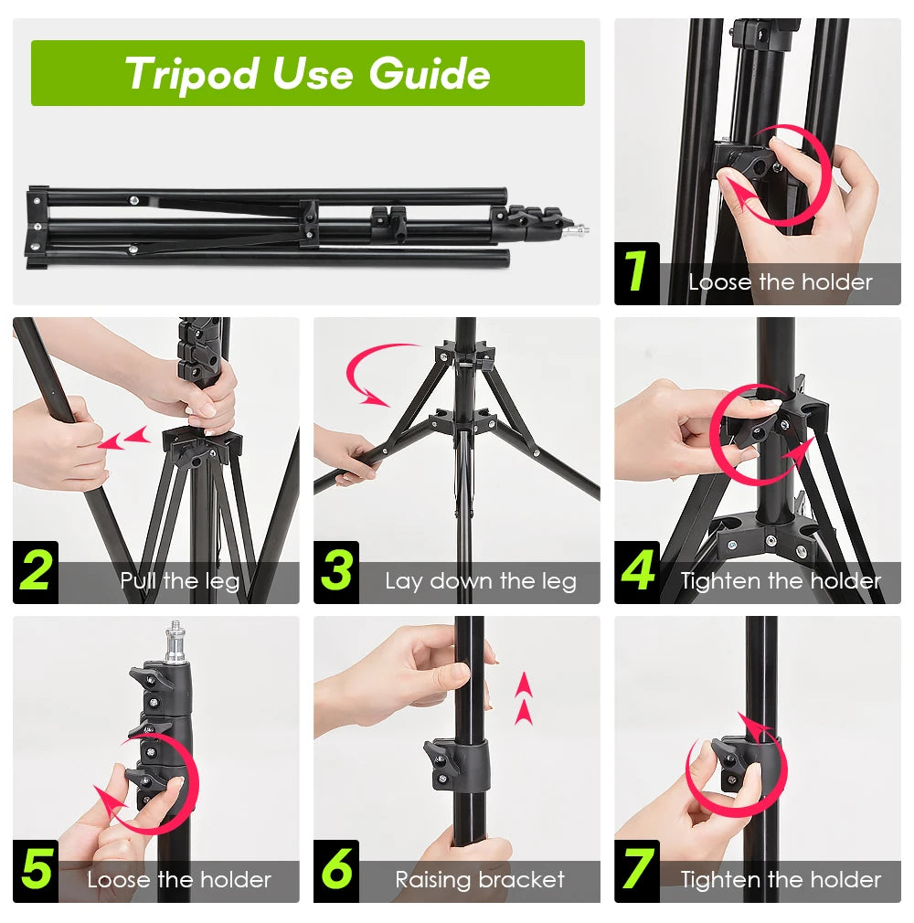 Tripod With LED Ring Light For Phone, Tripod Camera Stand Selfie Photography Light LED Lamp Color Photo Studio For YouTube Live