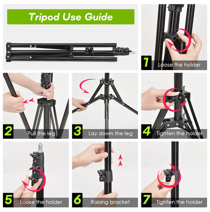 Tripod With LED Ring Light For Phone, Tripod Camera Stand Selfie Photography Light LED Lamp Color Photo Studio For YouTube Live