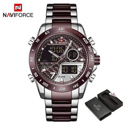 NAVIFORCE Luxury Brand Men's Wrist Watch Military Digital Sport Watches For Men Steel Strap Quartz Clock Male Relogio Masculino