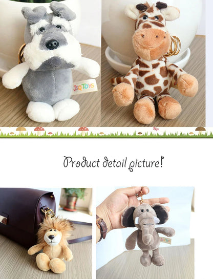 Cute Cartoon Animal Plush Keychain 15cm Turtle Elephant Tiger Lion Hippo Raccoon Bulldog Cat Penguin Monkey Plush Toy