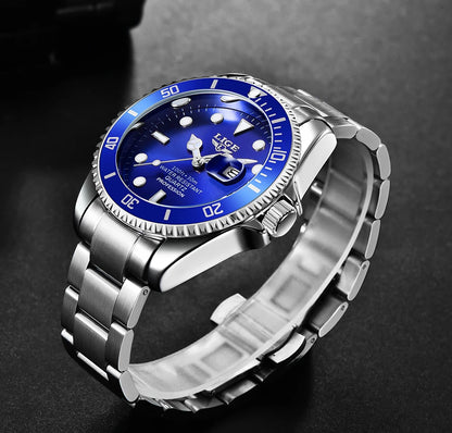 Luxury Fashion Diver Watch For Men, 30ATM Waterproof Date Clock, Sports Watch For Mens, Quartz Wristwatch, Relogio Masculino, LIGE Top Brand