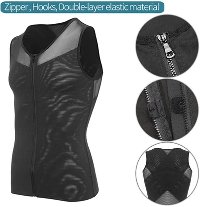 Men's Body Shaper, Abdomen Slimming Shapewear, Belly Shaping Corset, Top Gynecomastia Compression Shirts WIth Zipper Waist Trainer