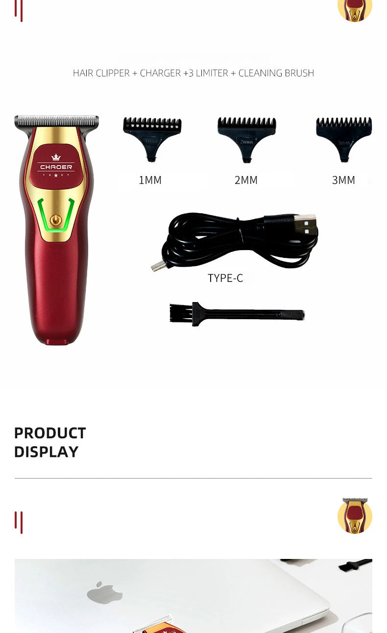 Powerful Professional Hair Trimmer For Men, 0 MM T Blade Electric Clipper, Rechargeable Barber Haircut Machine, Beard Trimmer Shaver